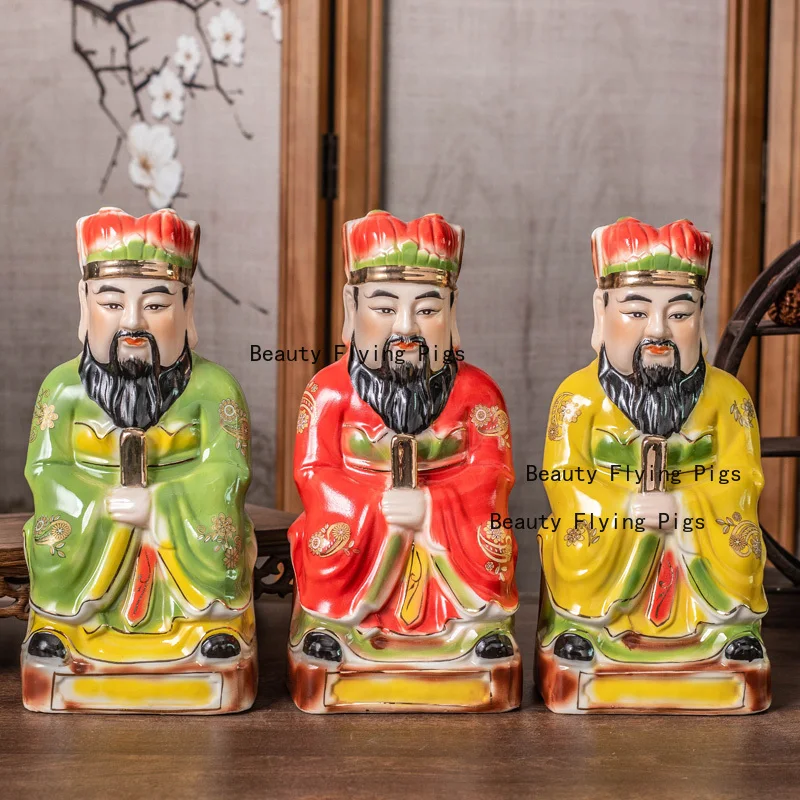 Ceramic painted statue of the Jade Emperor and Queen Mother home worship of figures feng shui ornaments