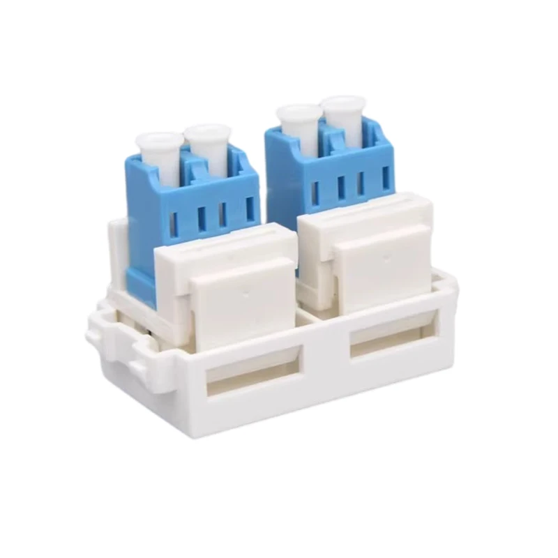 LC-LC dupleks 2 port Keystone serat optik Dual LC Female Coupler Adapter Slot Jack modul 23x36mm untuk kabel jaringan