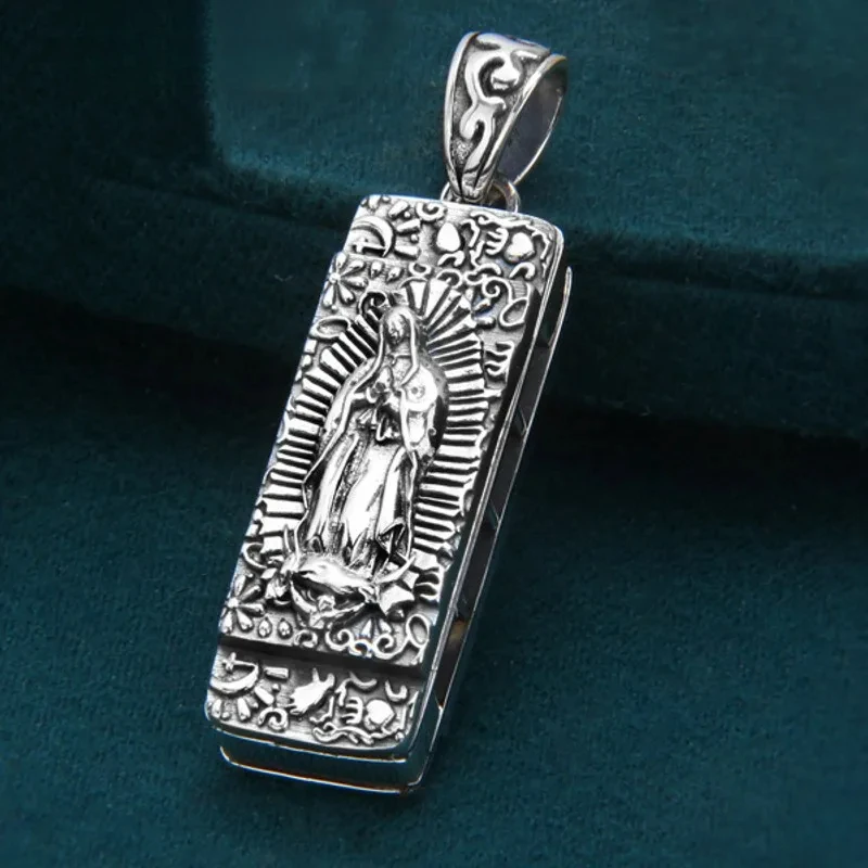 

S925 Sterling Silver Retro Personality Virgin Mary Skull Harmonica Pendant Men'S And Women'S Gift Free Shipping