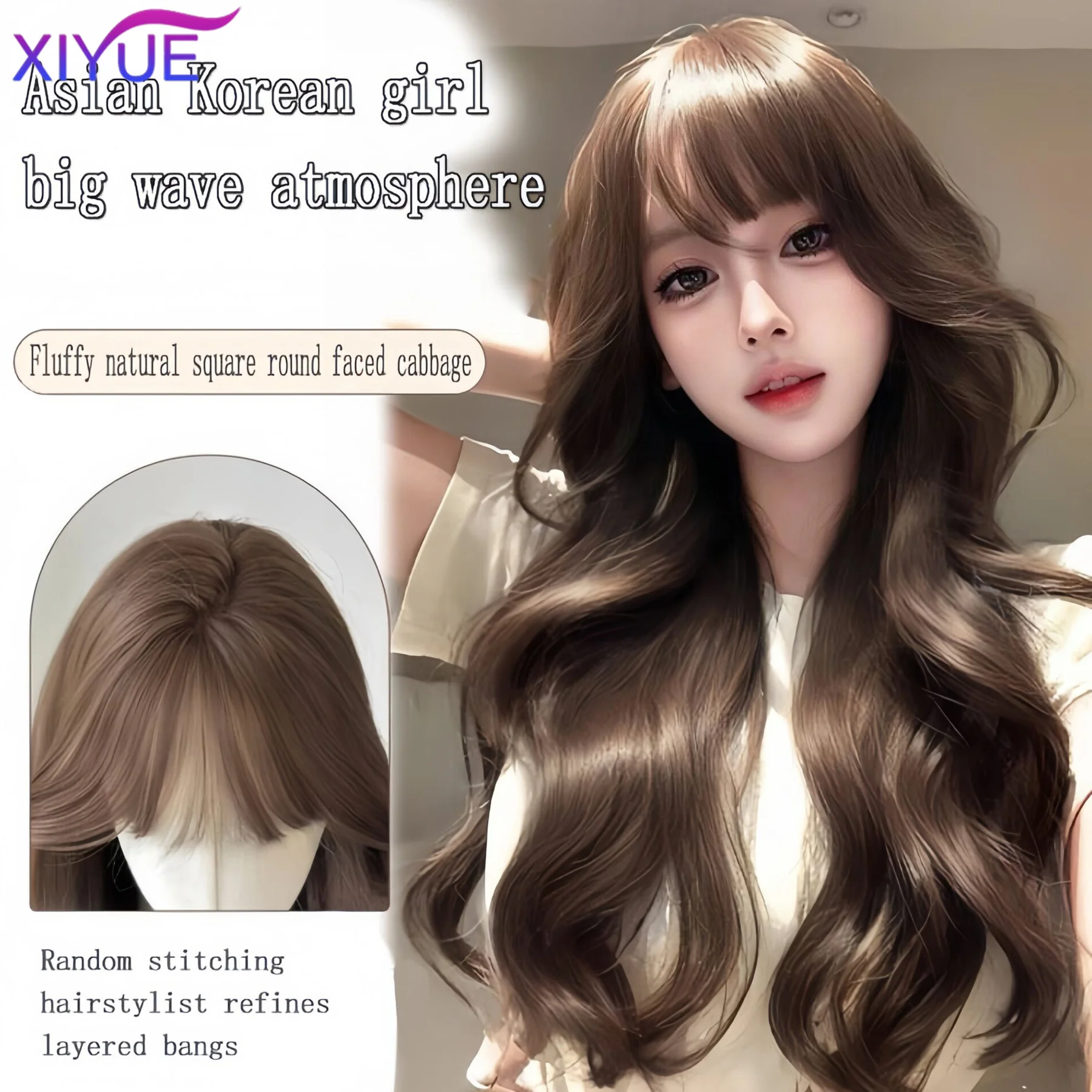 synthesis 26 Inch Synthetic Water Curly Wave Wigs Air Bangs Hair PLATINUM Heat-Resistant Natural And Smoot Daily Wear For Women image 4