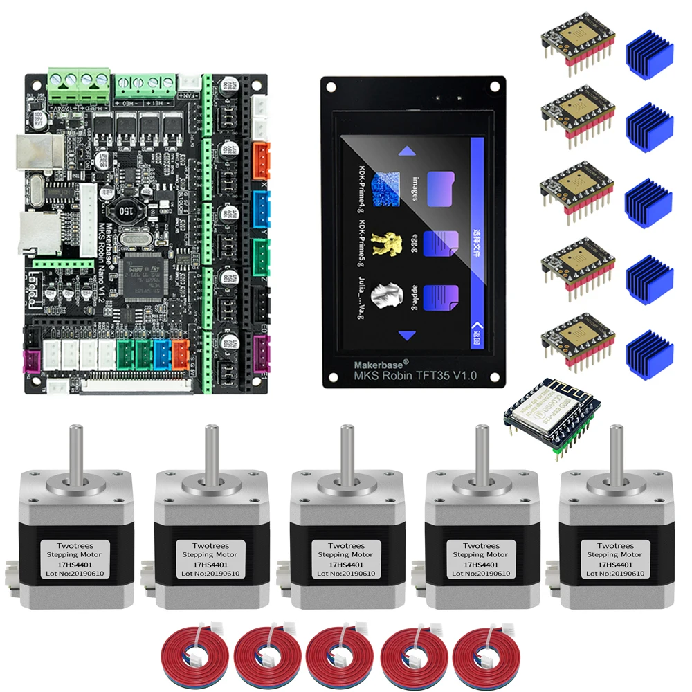 

3D Printer Motherboard Motor Driver Kit MKS Robin Nano V1.2+TFT35+Wifi+TMC2209 V2.0+Nema17 Stepper Motor 17HS4401