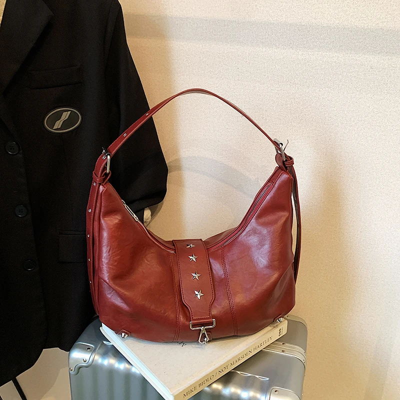 

Autumn Winter Retro Large Capacity Bag for Women New Commute Versatile Crossbody Bags High Grade PU Single Shoulder Underarm Bag