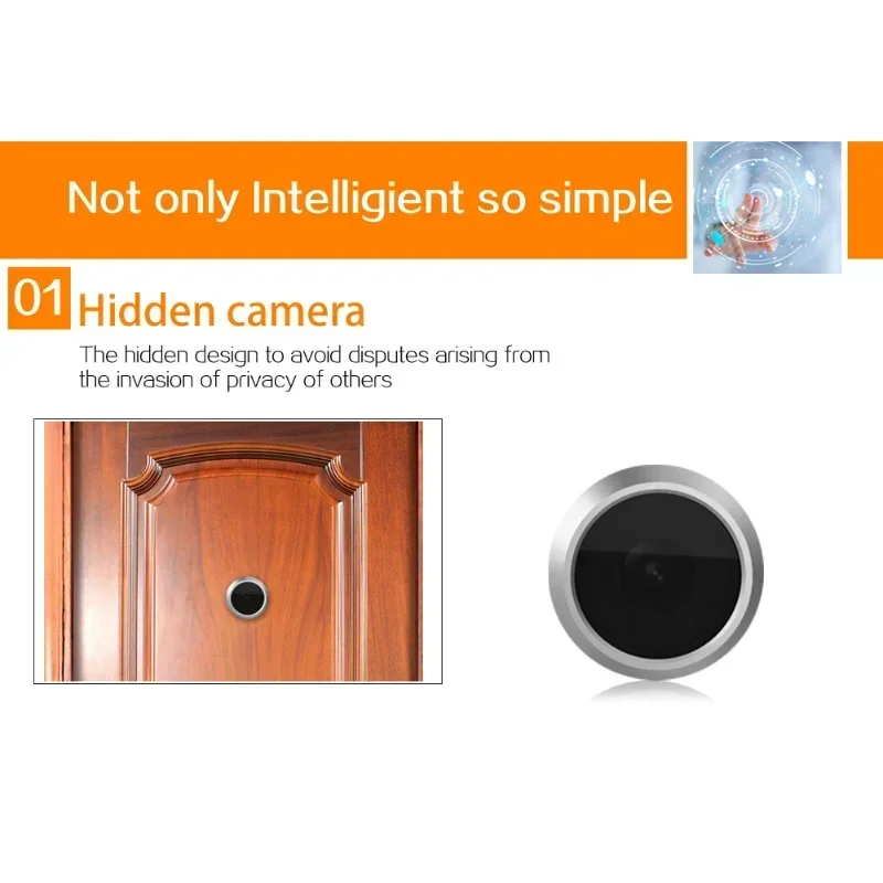 X7 Smart Doorbell Eye Peephole Camera, 100 Graus, Visão de Porta, Visão Noturna, Monitor ao Ar Livre, 3.5 ", 1080P, WiFi