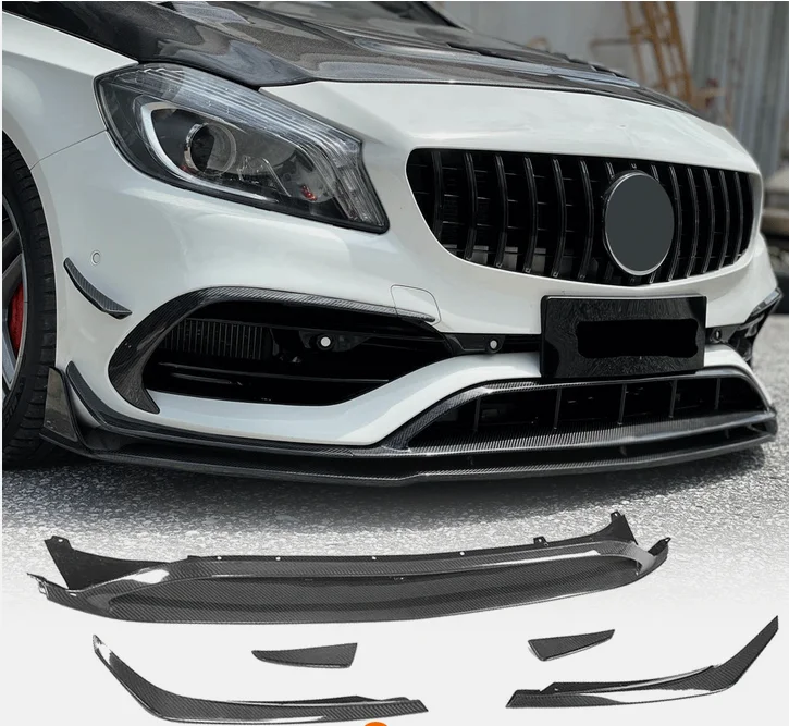 For Mercedes A-Class W176 A45 AMG carbon front lip splitter fins flap canards 16-17