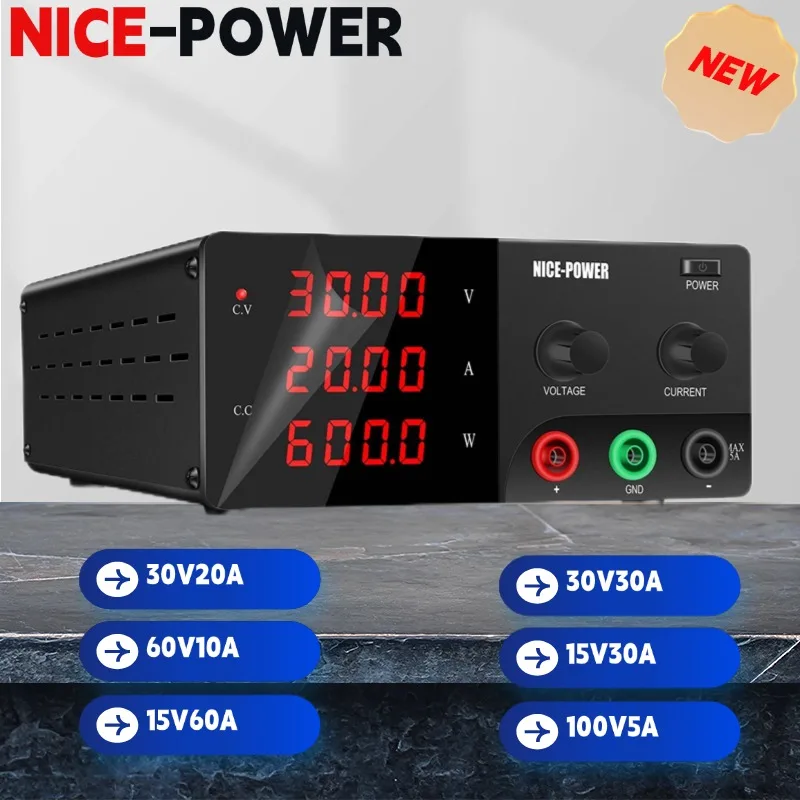 NICE-POWER  30V20A  Lab Power Supply Adjustable Regulated Variable Current Stabilizer Encoder Knob  Electronic Load Test  R-SPS