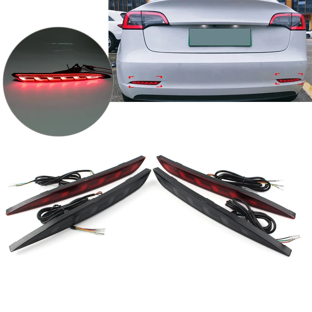 Car Rear Bumper Reflector 3 Functions Brake Stop Light Dynamic Turn Signal For Tesla Model 3 2017 2018 2019 2020 2021 2022