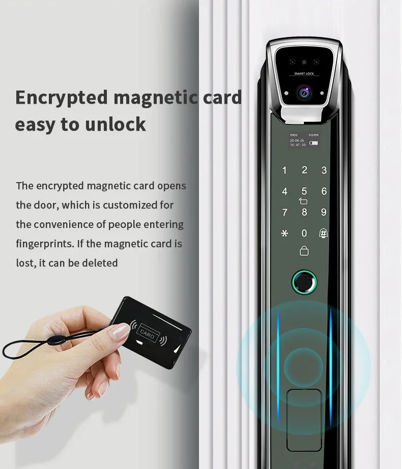 3D-gezichtsherkenning Volautomatisch Smart Lock WiFi-app Vingerafdruk Keyless Smart Home-deurslot met camera Videobellen