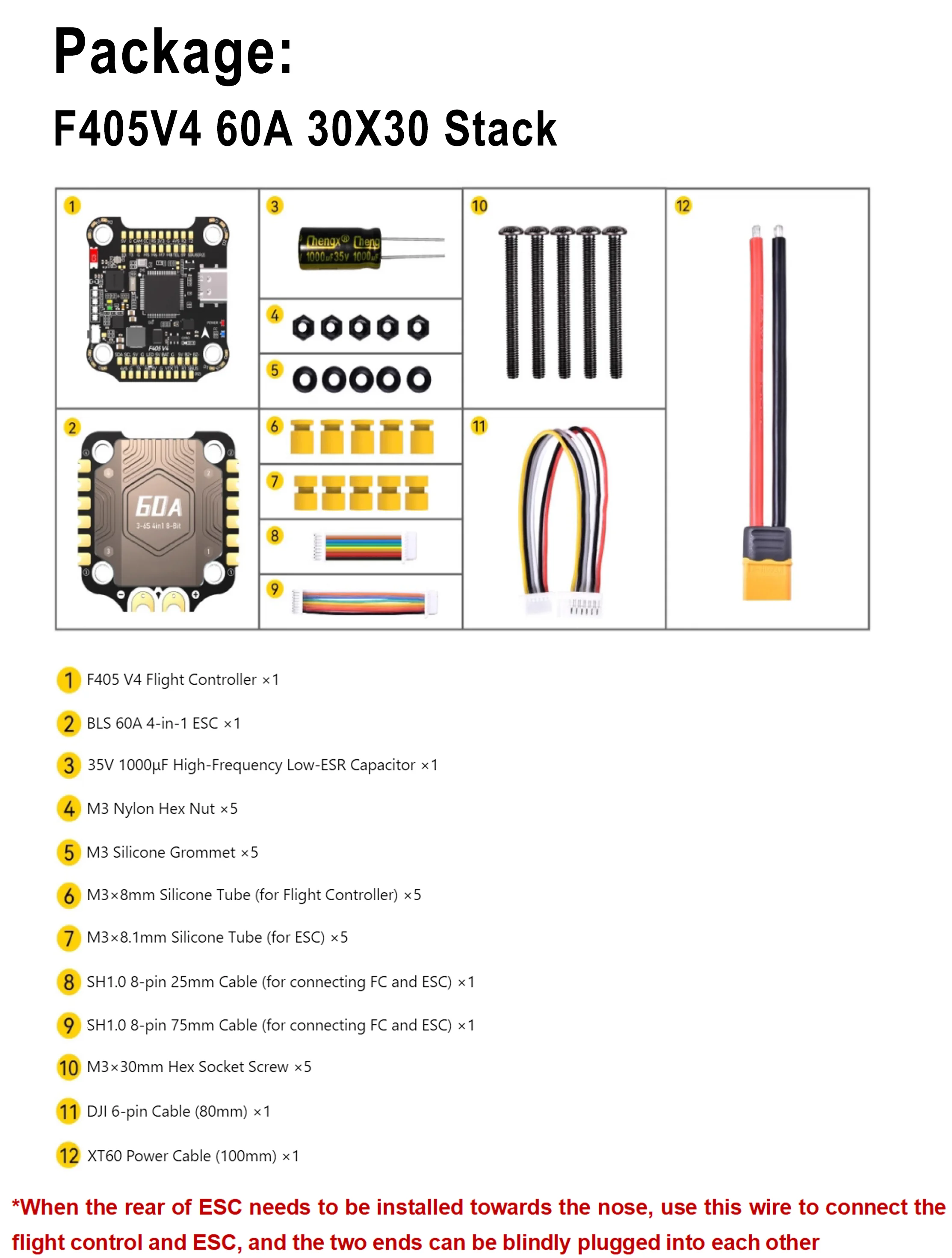 ชุดควบคุมการบิน F405 V4 FC พร้อม BLS 4-in-1 60A ESC Stack สำหรับโดรนแข่ง FPV RC แบบปีกตรึง มัลติคอปเตอร์ขนาดเล็ก และอุปกรณ์เสริม