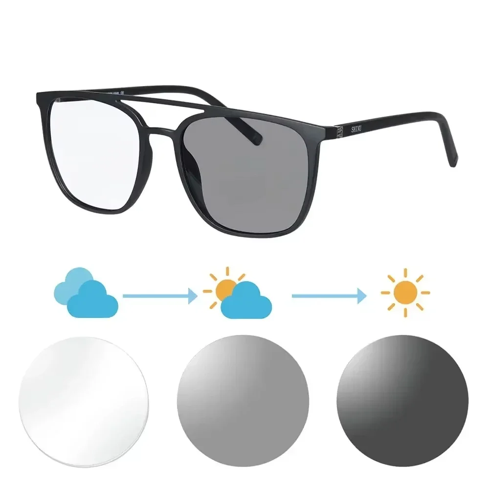 SHINU Smart Photochromic Sunglasses Prescription Glasses Men Prescription Lenses Metal Glasses Progressive Multifocal Glasses