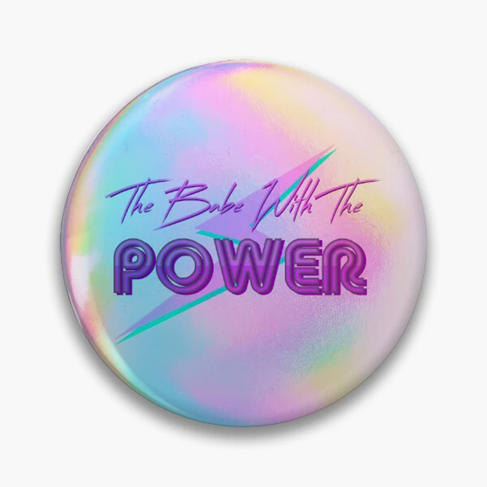 The Babe With The Power  Pin Holographic Star Heart Pin Brooches Laminated Button Fashion Accessory