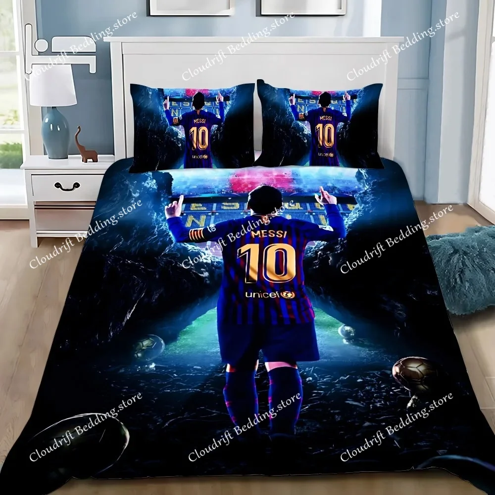 Duvet Cover Pillowcase Bedding Set Famous Footballer M-Messis Adult BoyGirl Bedroom Decoration Children Single Double Large Size