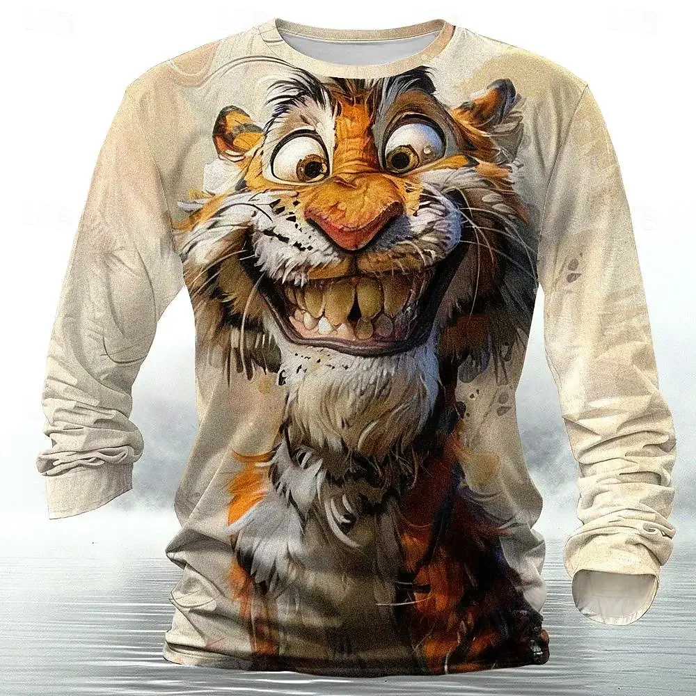 

Funny 3D Tiger Print Men's T Shirt Hip Hop Trend Harajuku Streetwear Casual O-neck Long Sleeve Top Autumn Fashion Loose Pullover