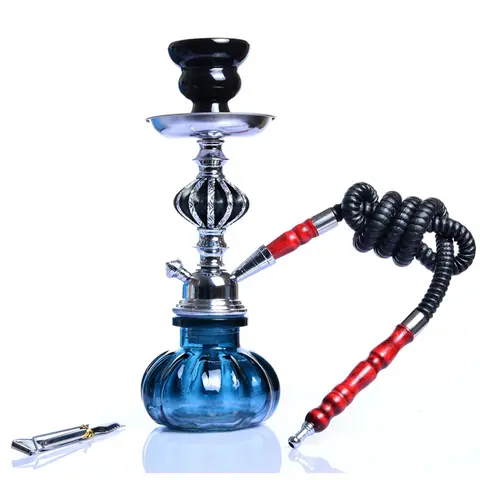11 inch Arabian Hookah Set Glass Base Ceramics Bowl Shisha Single Hose Pipe Travel Kit Hookah