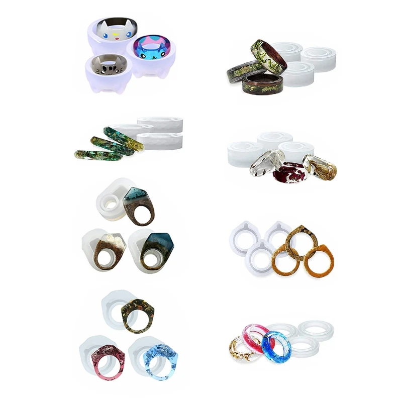 

91AC 3PCS/SET SLICONE SLICONE SILICONE для эпоксидной смолы Кольцевой кольцо подвеска 8 форма