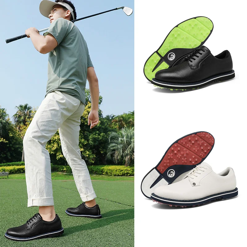 Nowe sportowe buty golfowe dla mężczyzn Outdoor Męskie modne miękkie trampki do chodzenia Skórzane czarne białe męskie wodoodporne tenisówki golfowe