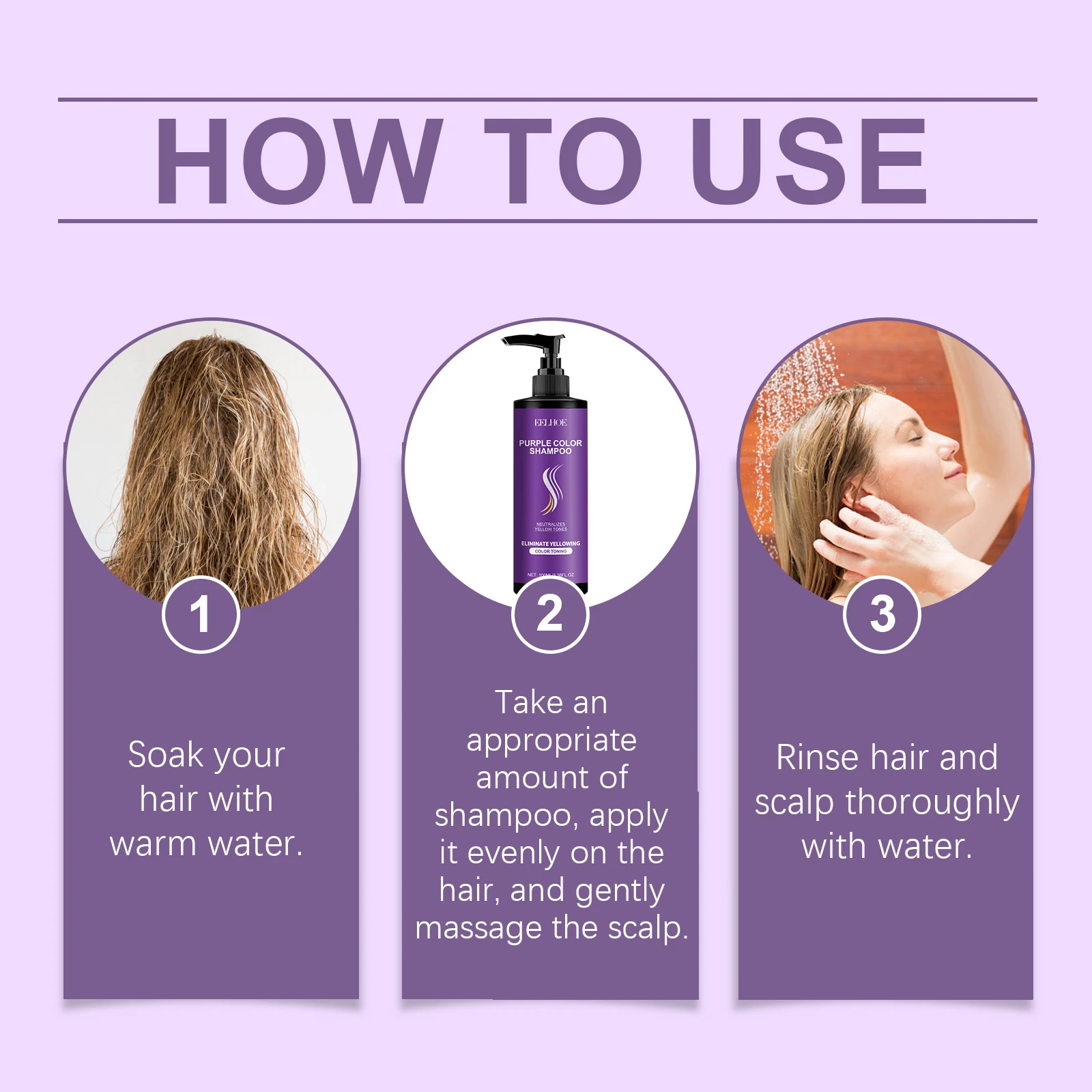 شامبو أرجواني يغذي بصيلات شعر فروة الرأس يقلل من تساقط الشعر على المدى الطويل، شامبو أرجواني مرطب ناعم 100 مل/قطعة #6