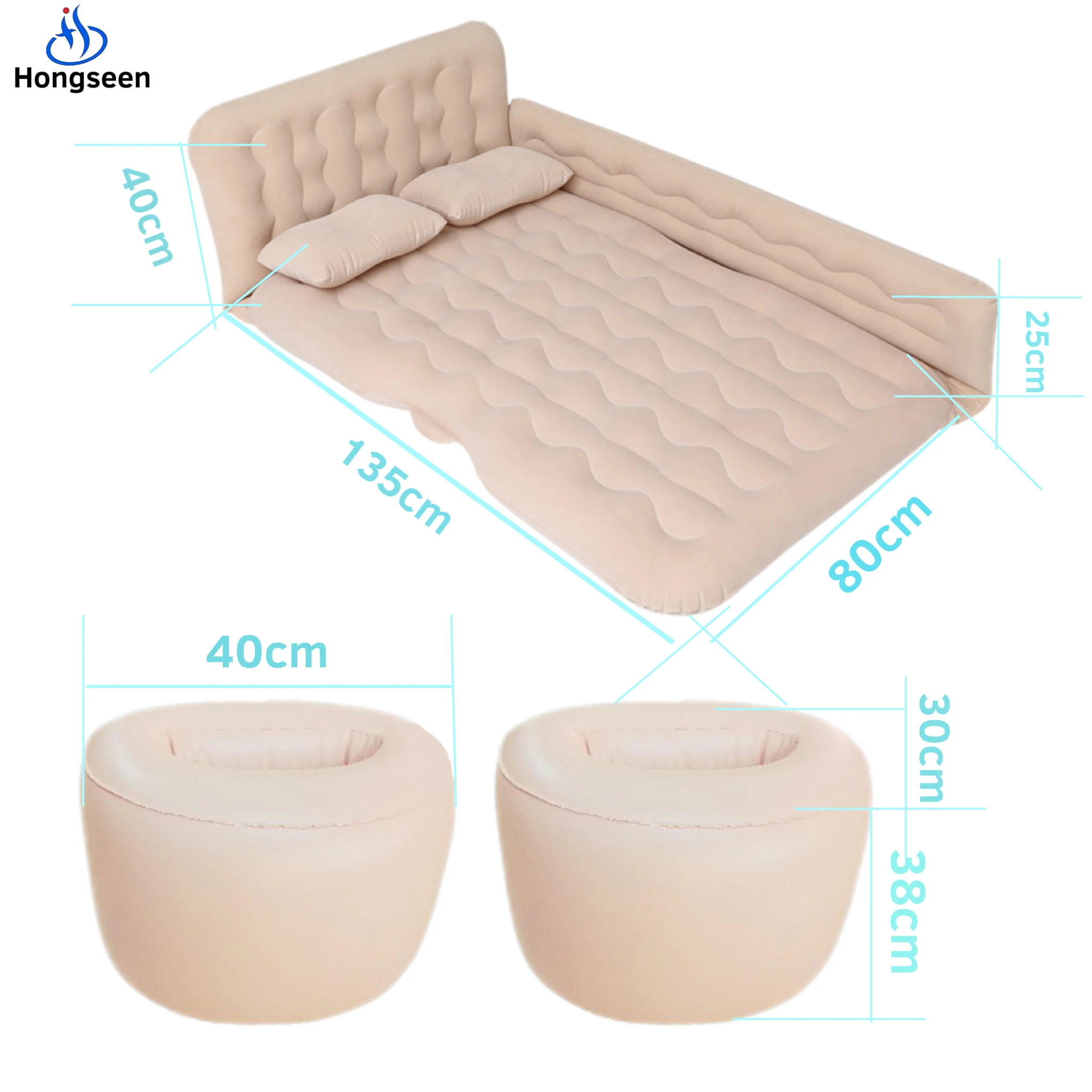 カスタマイズ可能な後部座席用車載エアマットレス、自動膨張式マットレス、分割式車載エアベッド、キャンプ旅行用エアマットレス