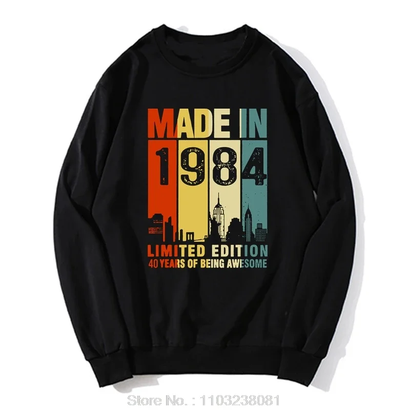 Funny Made In 1984 Limited Edition Classic Hoodie Casual Fitness Sweatshirt Cotton Tops Men's Clothing Oversized Unisex Pullover