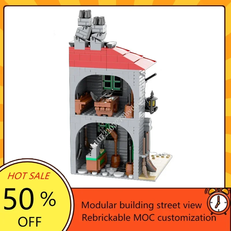Modular MOC 459PCS Broomstix Broom Shop Creative street view Custom Puzzles DIY Education Architecture Assembly Model Toys Gifts