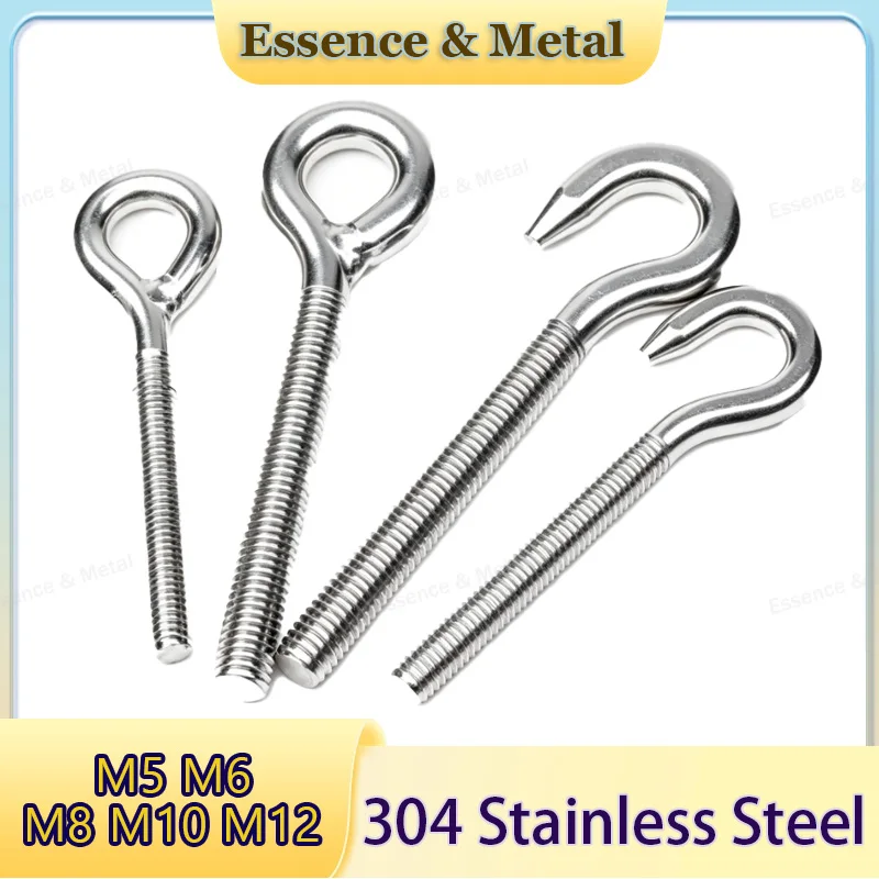 Sheep's Eye Bolt Ring/Hook 304 Stainless Steel M5 M6 M8 M10 M12 304 Stainless Steel Sheep's Eye Screw/Open/Closed Hook/Eye Bolt