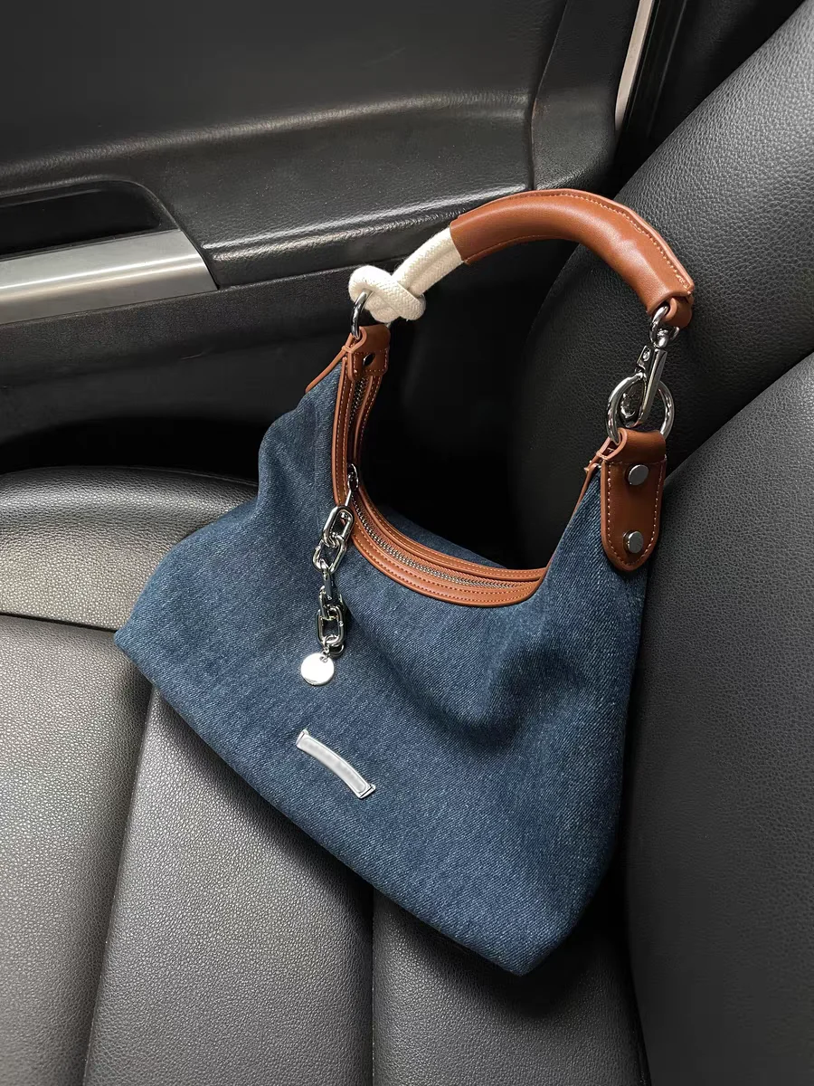 Bolso de hombro Vintage para mujer y niña, bandolera de mezclilla, bandolera cruzada, axilas, PU