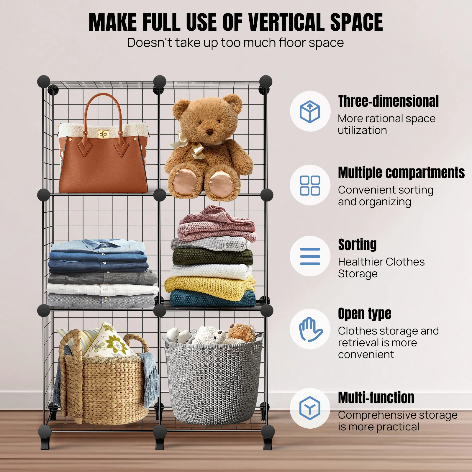 لتقوم بها بنفسك 6 مكعب سلك شبكة أرفف تخزين قابلة للتكديس المنظم خزانة حوامل خزانة الكتب رف الكتب لمكتب غرفة المعيشة غرفة نوم المطبخ