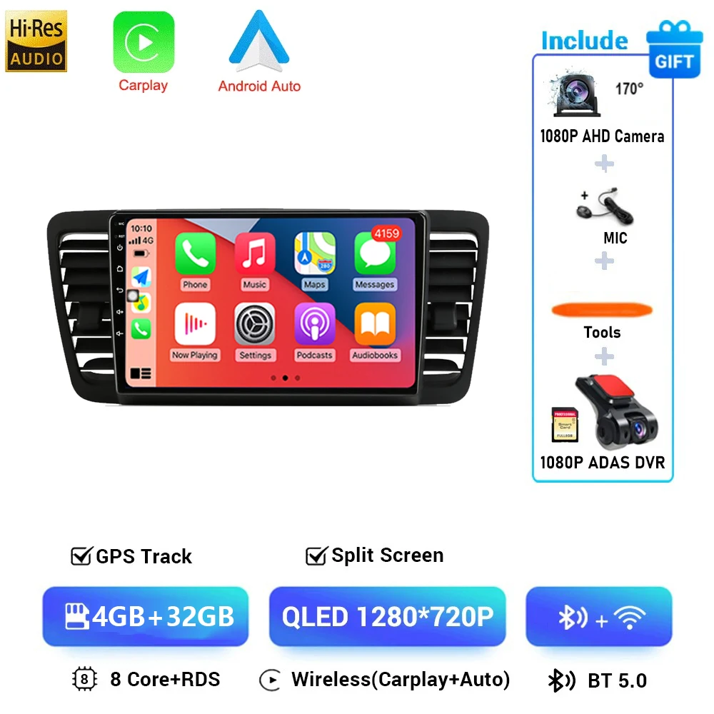 Android 16 Voor Subaru Outback 3 Legacy 4 2003-2009 LHD 2K QLED Android Autoradio Multimedia Video speler GPS Stereo CarPlay 4G