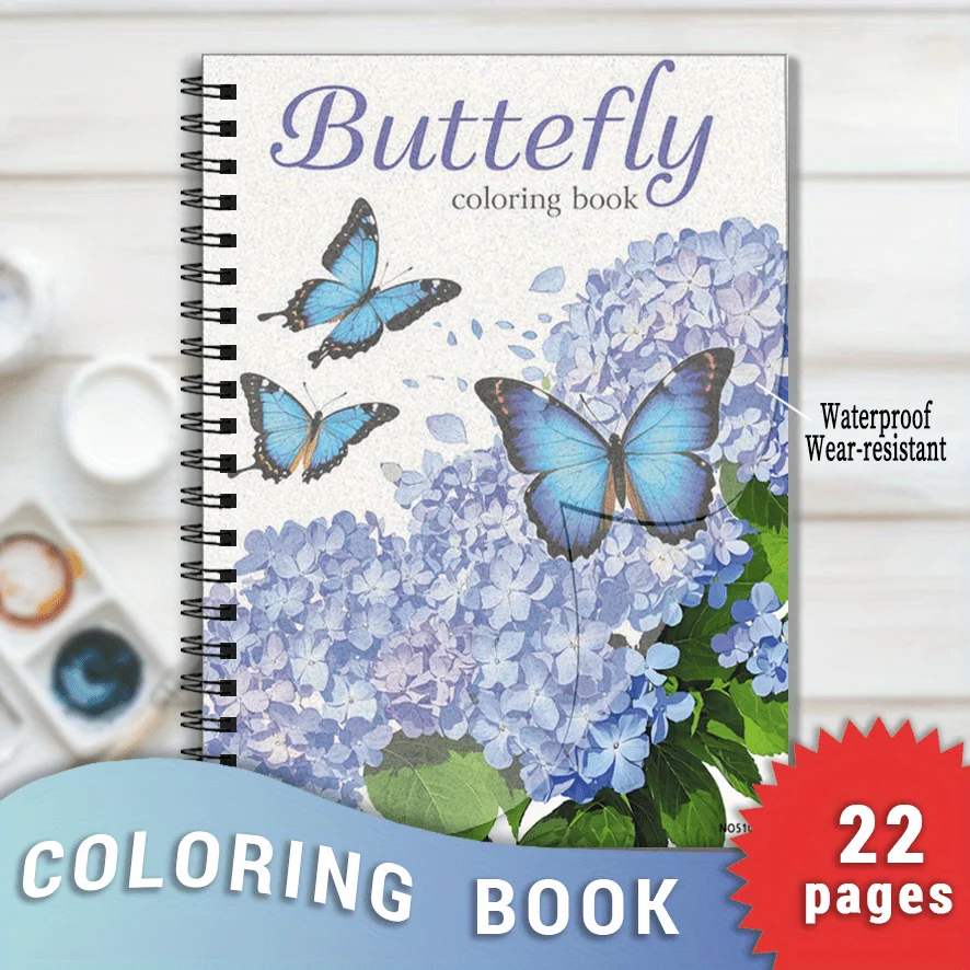 Flowers And Butterflies Unzip Coloring Book 8.3x11.2 Inch Art Therapy Stress Relief Coloring Book with 22 Illustrations