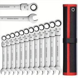 12pcs 8-19mm Dual-use Ratchet Flexiable Head Quick Wrench Set Hardware Tools 72 Teeth