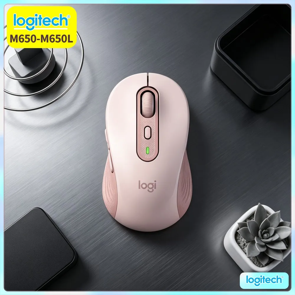Logitech M650/M650L Ergonomic Mouse - Silent Clicks, 4000 DPI Sensor, 20-Month Bluetooth Battery, 5 Custom Buttons