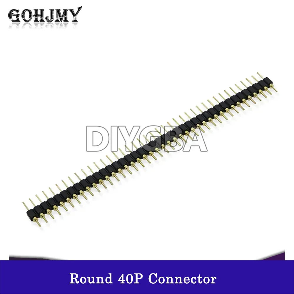 5PCS Connector Round 40P Header Strip Male Header Single Row 40 Pin 2.54mm Pin Needle 1x40 Connector 40Pin Connector GOHJMY