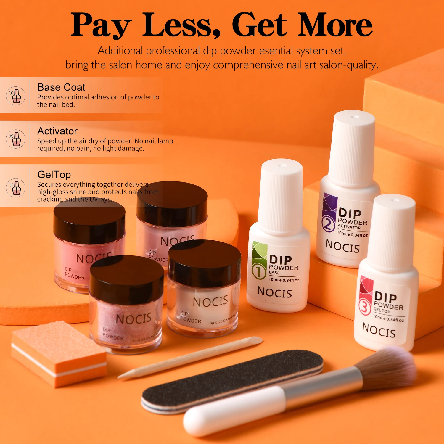 Juego de polvo para uñas de inmersión, juego de polvo para decoración de uñas, secado Natural, sin lámpara, suministros para uñas, Kit de sistema de inmersión con purpurina para uñas desnudas blancas