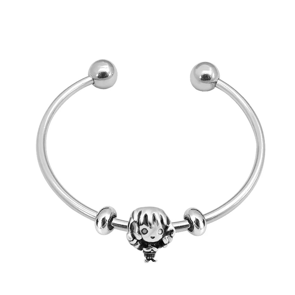 Pandoraer-pulsera de cadena de serpiente de acero inoxidable 2023 auténtica para mujer, brazalete Original abierto, joyería artesanal, 100%