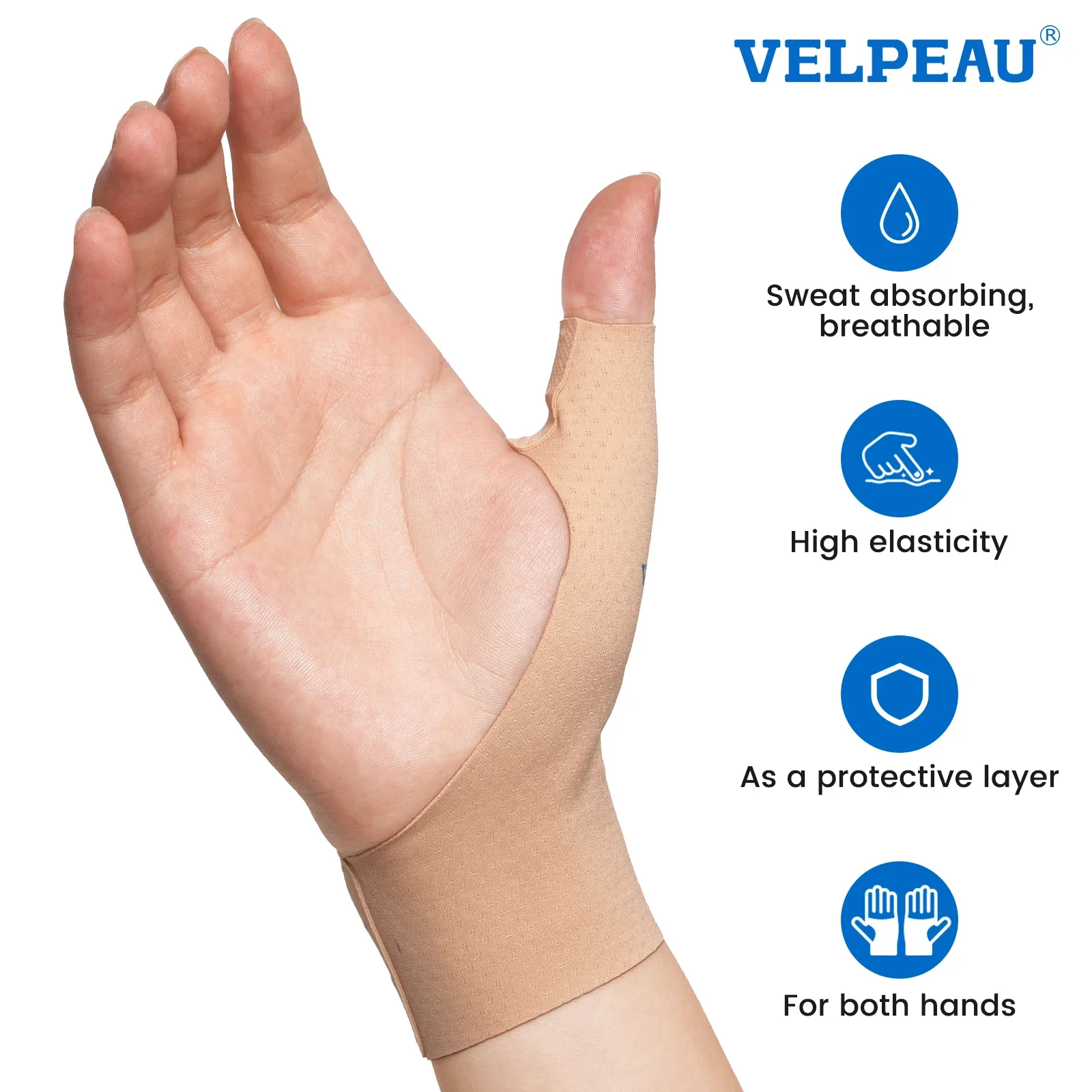 

VELPEAU Elastic Thumb Wrist Support Brace Splashproof Compression Sleeve for Arthritis Pain, Tendonitis, Sprain and Sports 2 PCS
