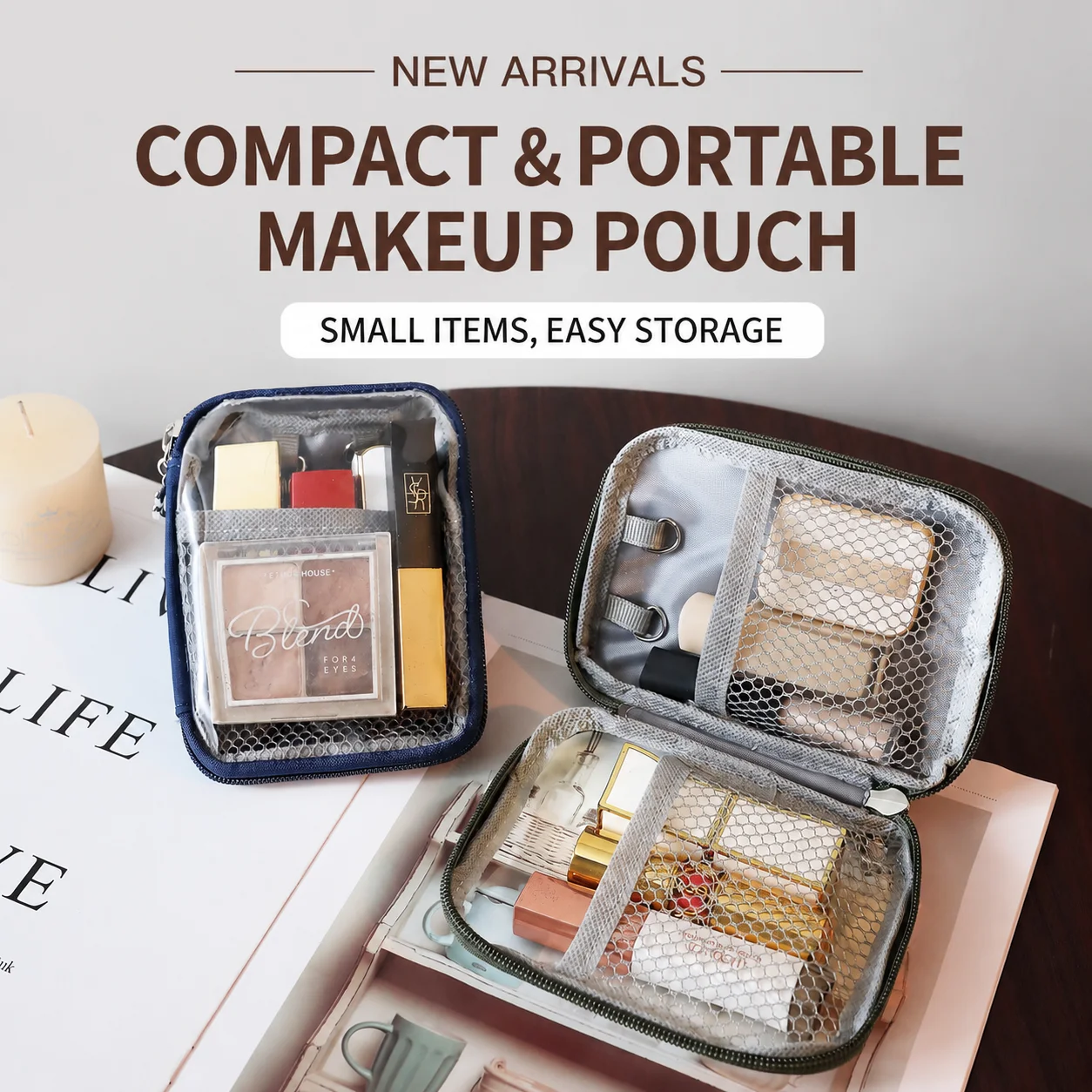 Transparent Waterproof Lipstick Makeup Pouch, Travel Portable Makeup Bag for Touch Ups, Headphone & Charging Cable Storage Bag