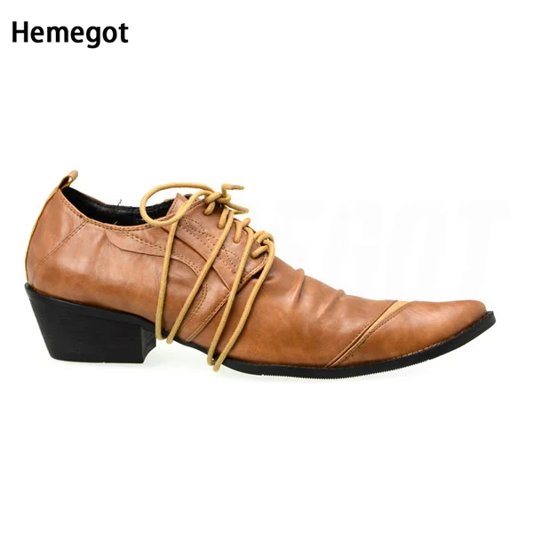 Pointed Toe Heightening Men's Casual Shoes Leather Shoes Men's Shoes Business Nightclub Fashion Catwalk Stage Stylist High Heels