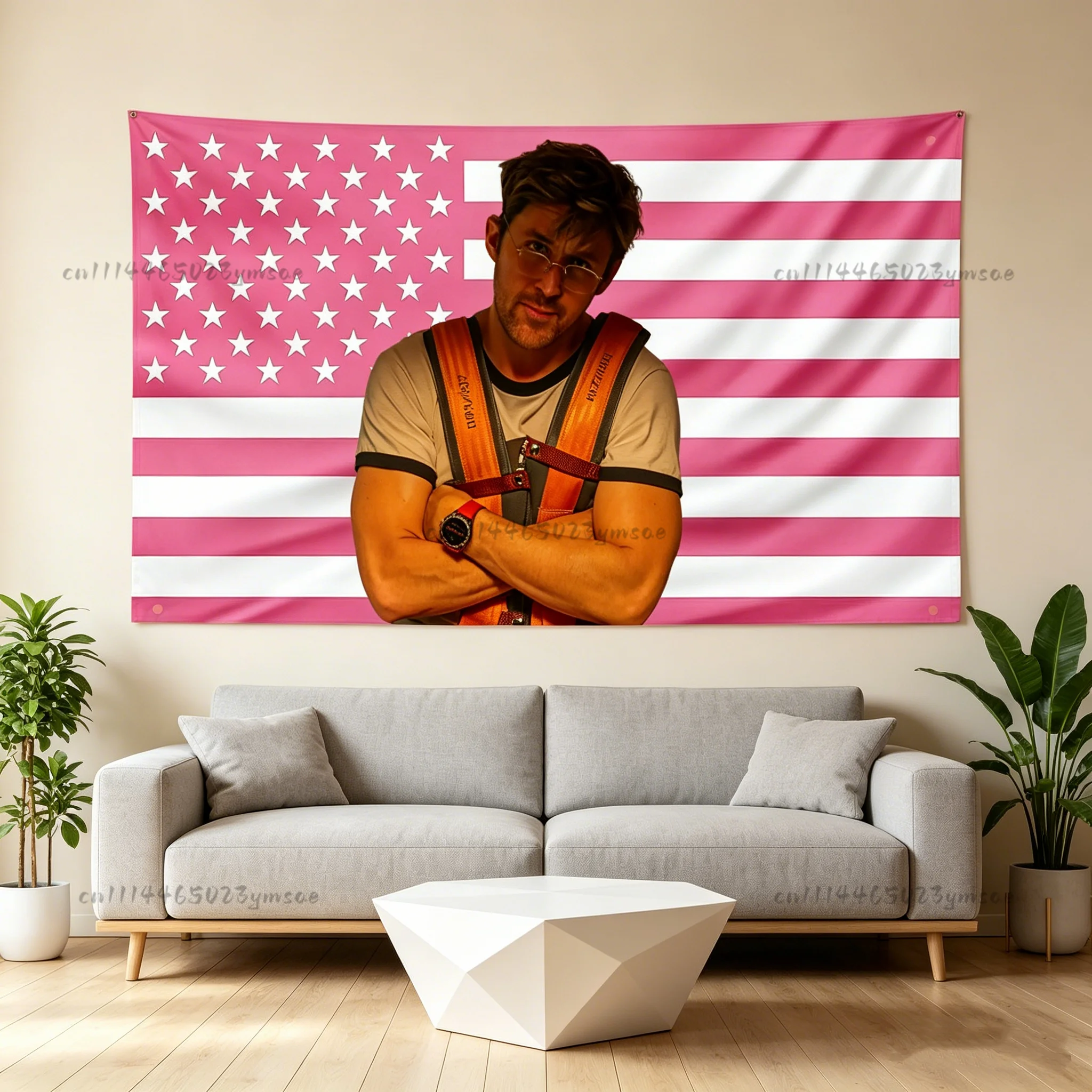Aesthetic Room Decor Tapestry R-Ryan Gosling Pink American Flag Tapestries Aesthetic Backdrop Cloth Wall Art Decor Fans Gifts