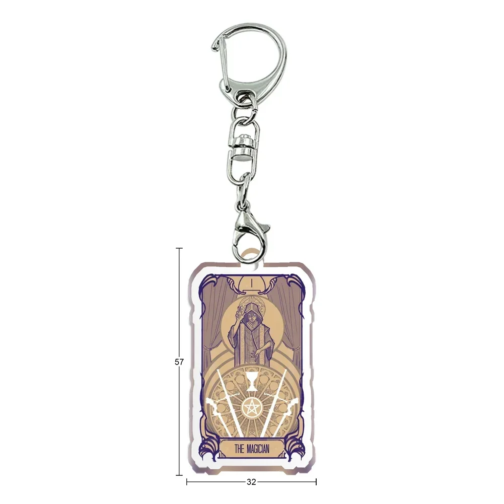 Tarot Cards Acrylic Card Keychain Glitter Transparent Acrylic Trinket For Friends Pendants