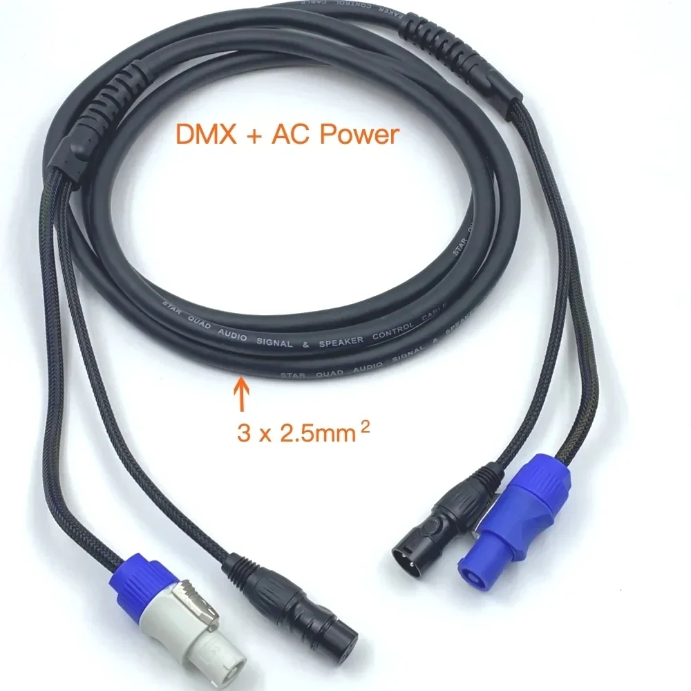 3 Meter Power Dmx 2in1 Combination Cable AC Powercon In/Out 3Pin Dmx XLR Connector Wire For DJ Moving Head Stage Lighting Effect