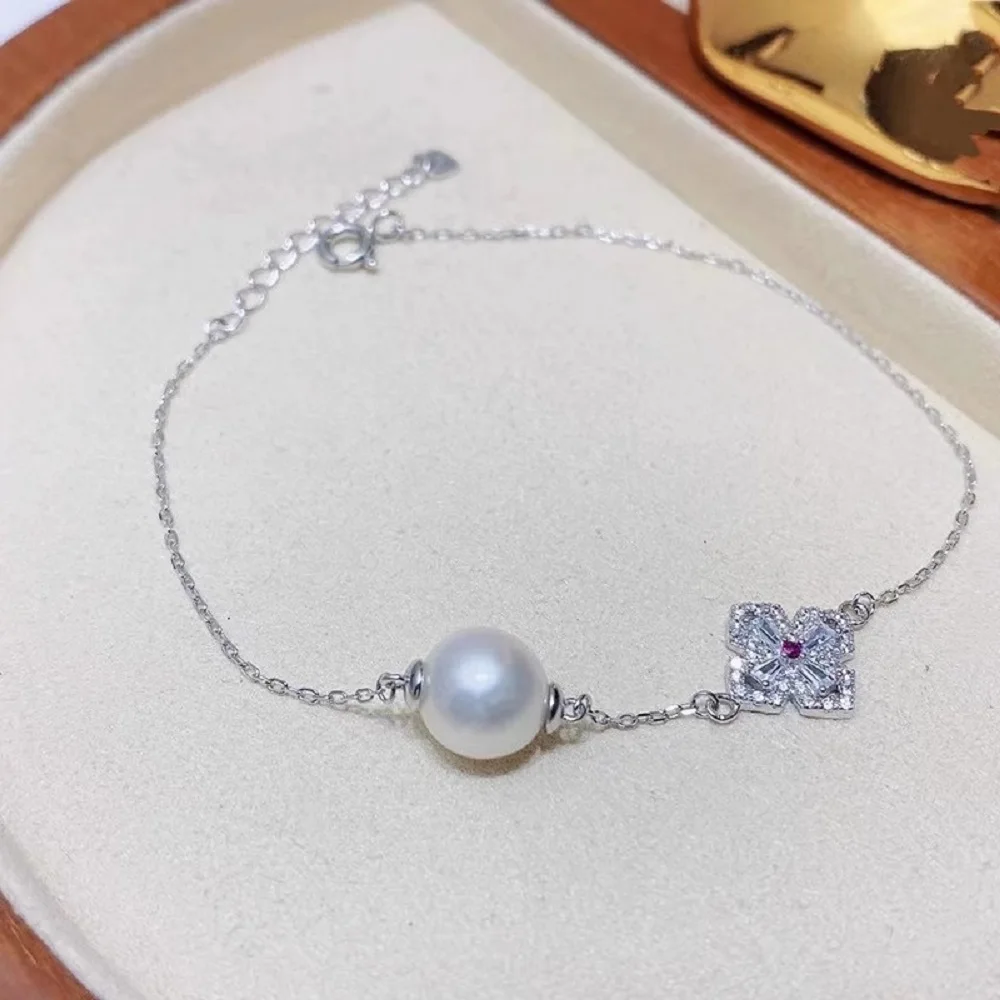 

Fashionable Western style Pearl Bracelet AAAA 9-10mm Natural Japanese Round Pearl Bracelet 925s