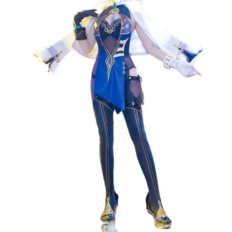 

Game Genshin Impact Yelan Cosplay Costume Wig Shoes Sexy Lovely Uniform Halloween Party Outfit Women Cosplay Costume Full Set