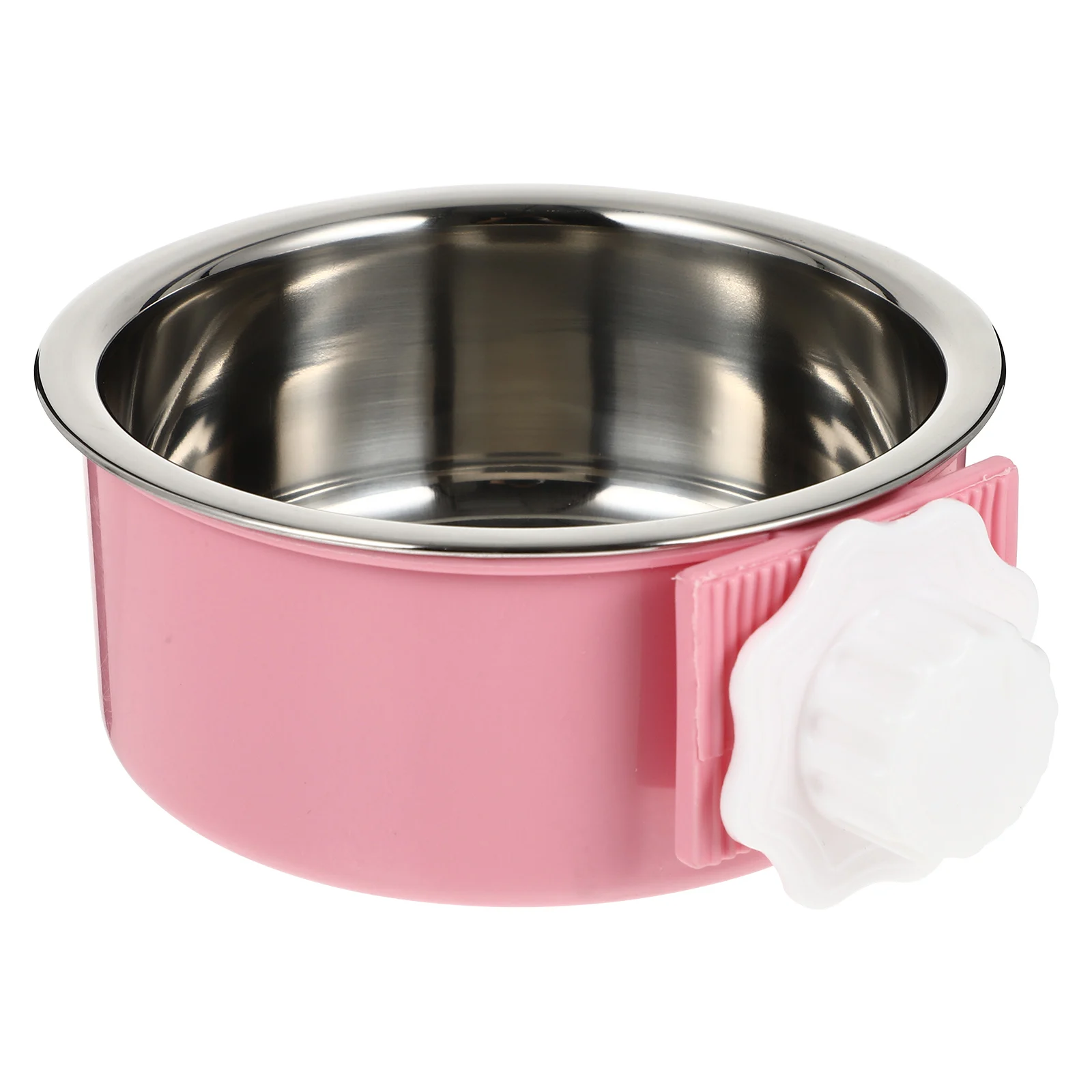 

Stainless Steel Pet Feeding Bowl Hanging Design Pink Size S Practical Non-Tip Dog Cat Food Feeder Smooth Surface
