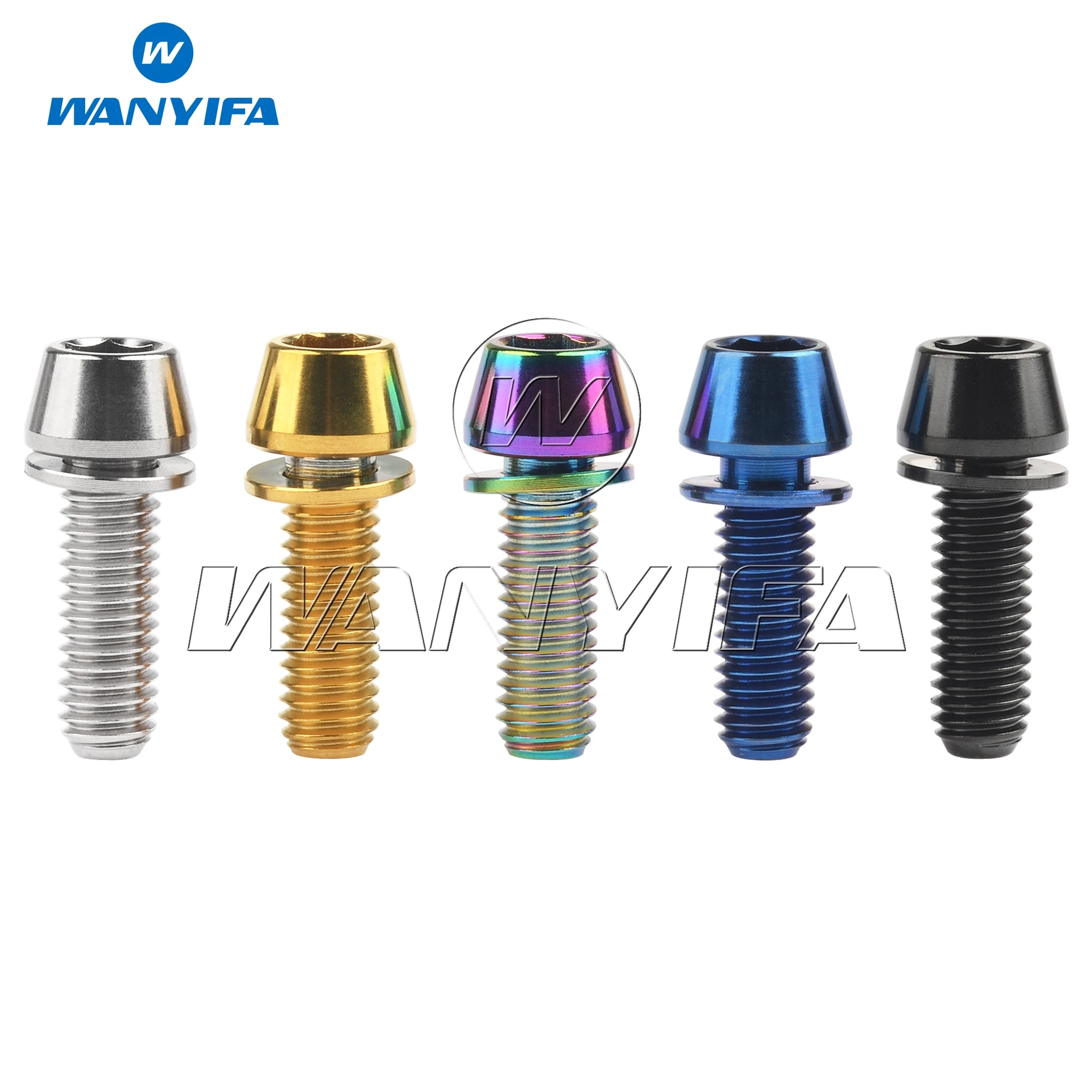 Wanyifa Titanium Bolt M6x16 18 20 25mm Tapered Hex Allen with Washer Disc Brake Bolt Bicycle Screw