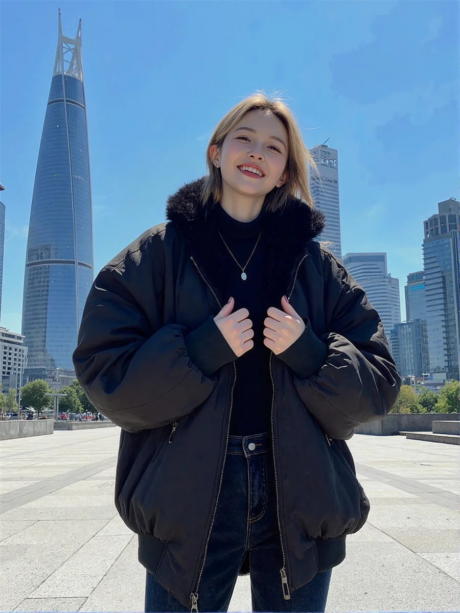 Parka Cappotto da donna Moda coreano imbottito in cotone Design semplice Casual Tinta unita Comodo capispalla allentato Morbido minimalista