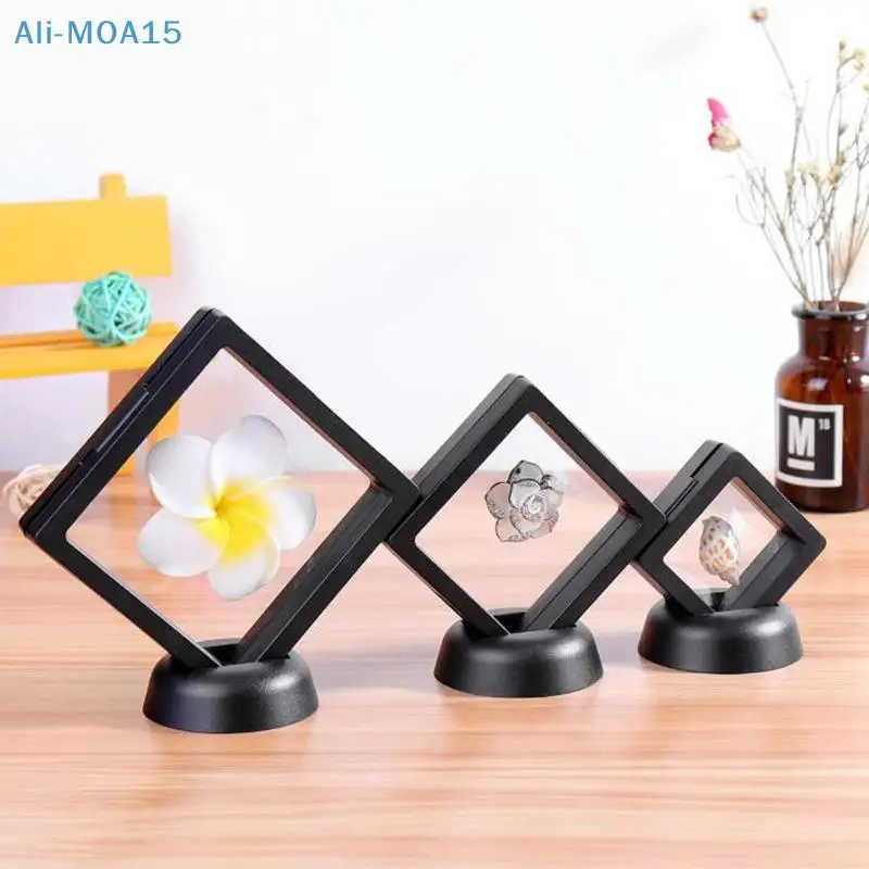 Square 3D Floating Jewelry Coin Plastic Display Stand