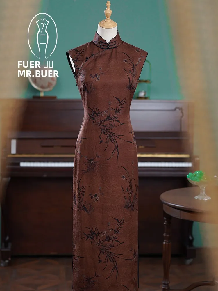 

Шелковое платье Ele Long Dr от Master Not Two, 30 момме, из шелка сянъюнь, для повседневной носки, маленького размера, в традиционном китайском стиле