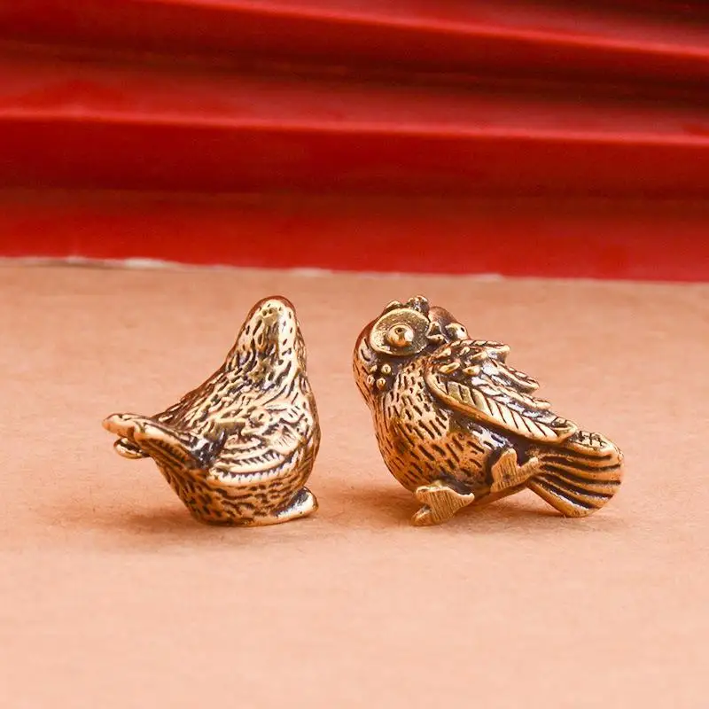 Kleine Metall-Spären-Eulen-Figur aus reinem Messing, handgefertigtes Teetier, Tischdekoration für Zuhause, Café und Tisch. – Detail 4