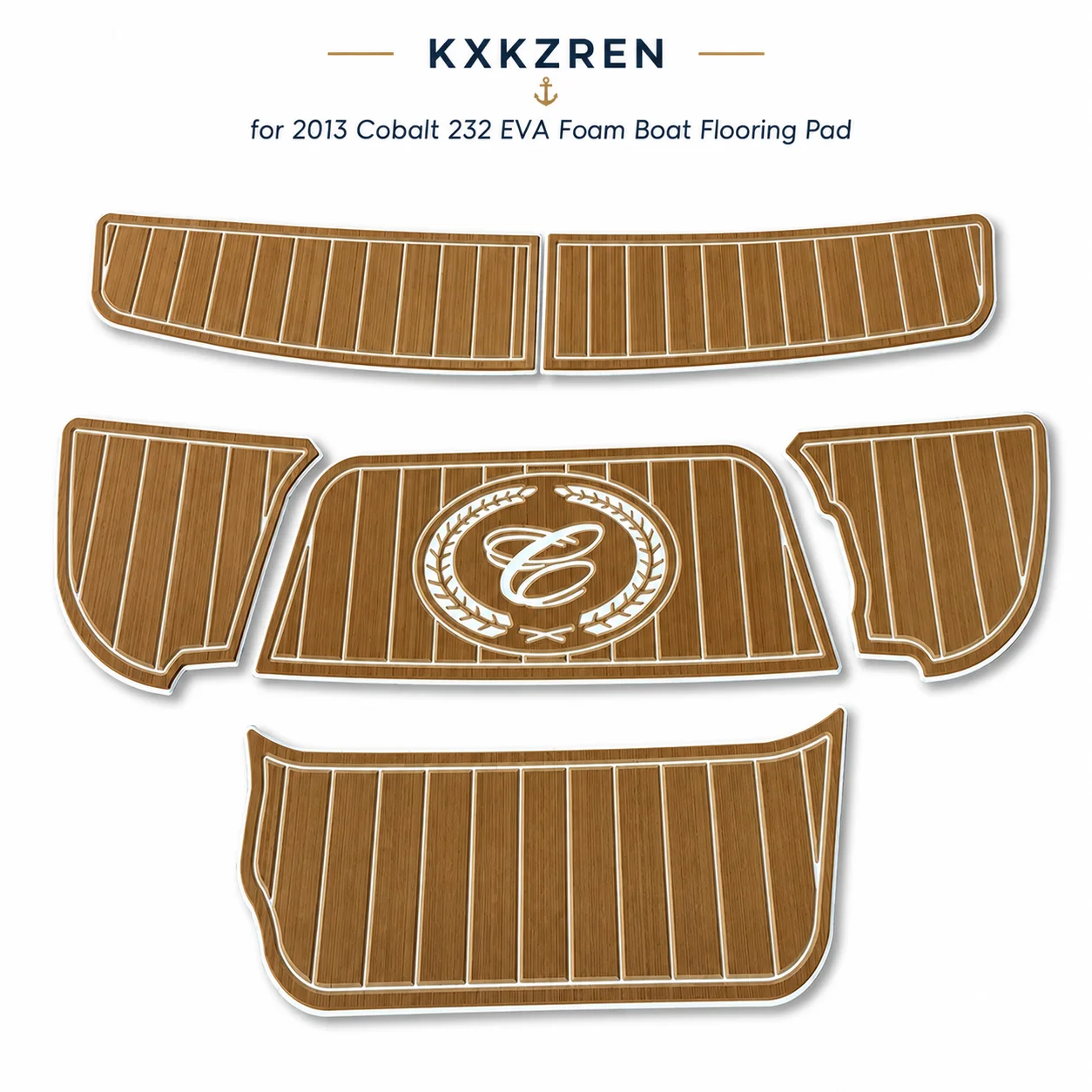 KXKZREN Teak Style Rear Deck Mat Set for 2013 Cobalt 232 EVA Foam Non Slip Marine Flooring Swim Platform Replacement EVA Pad Kit