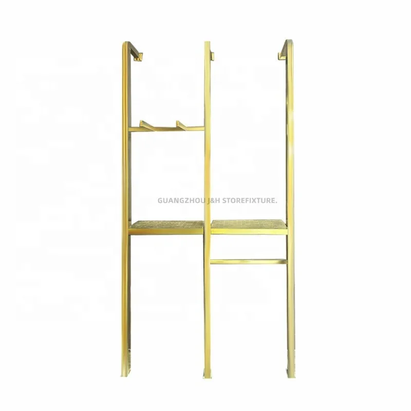 Boutique Clothing Store Display Racks Golden Wall Mounted Shoes Display Stand Handbag Display Shelf for Shop