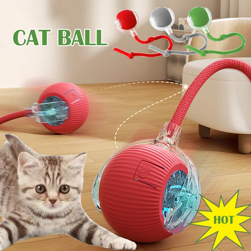 

Cat Interactive Ball Toy, Automatic Rolling Ball with Tail, Indoor Cats Rechargeable Smart Pet Interactive Toy